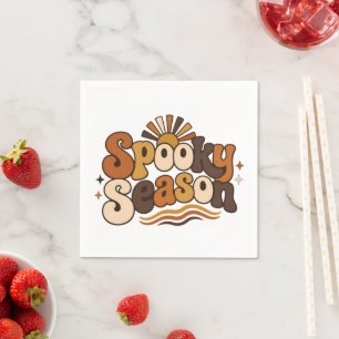 Groovy Spukzeit Retro-Halloween-Postkarte Serviette