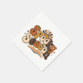 Groovy Spukzeit Retro-Halloween-Postkarte Serviette (Ecke)