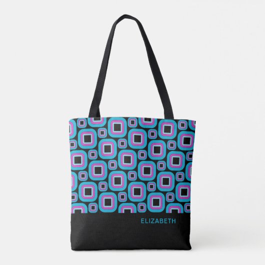 Groovy Square Pattern Personalisiert Tasche (Rückseite)