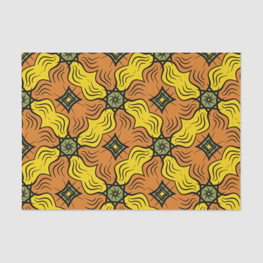 Groovy Squares, grün, gelb und orange Seidenpapier (Vorderseite)