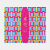 Groovy Squares Neon Pink Blue Yellow Green Name Fleecedecke (Vorderseite (Horizontal))