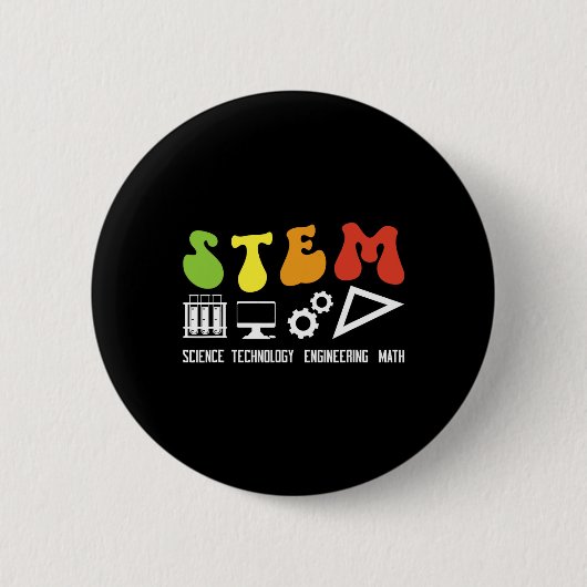 Groovy Stem-Lehrer Anerkennung Stem-Lehre Button (Vorderseite)