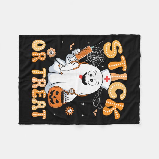 Groovy Stick or Leckerei Funny Halloween Kostüm Nu Fleecedecke (Vorderseite (Horizontal))