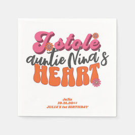 Groovy Stole Heart Neugeborenes Baby Retro Girl Serviette