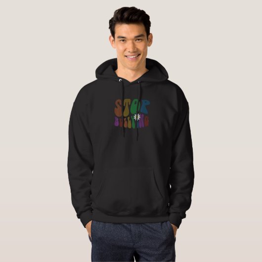 Groovy STOP BULLYING Retro Anti Bullying Spread Ki Hoodie (Vorne ganz)