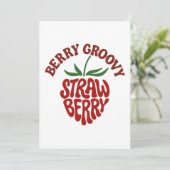 Groovy Strawberry Retro 70er Vibes Einladung (Stehend Vorderseite)