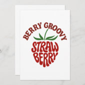 Groovy Strawberry Retro 70er Vibes Einladung (Vorne/Hinten)