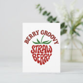 Groovy Strawberry Retro 70er Vibes Postkarte (Stehend Vorderseite)