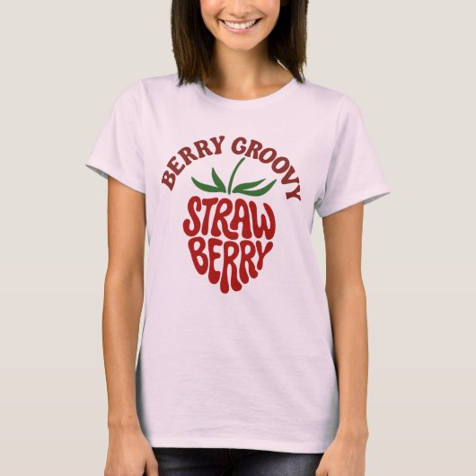 Groovy Strawberry Retro 70er Vibes T-Shirt (Vorderseite)
