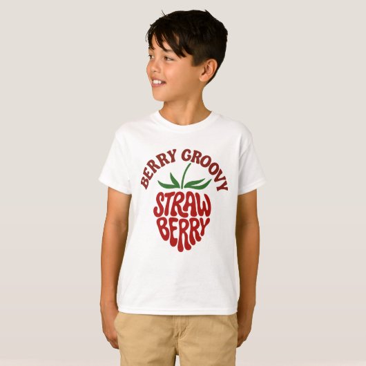Groovy Strawberry Retro 70er Vibes T-Shirt (Vorne ganz)
