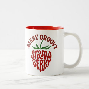 Groovy Strawberry Retro 70er Vibes Zweifarbige Tasse