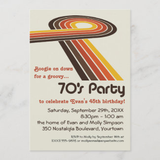 Groovy Streifen-70er Party Einladung