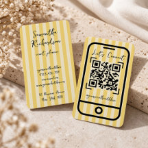 Groovy Streifen Gelber Handgeschriebener QR-Code
