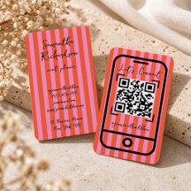 Groovy Streifen Kirschrosa handgeschriebener QR-Co