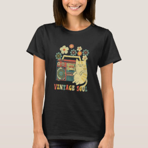 Groovy Style Katze  Soul Retro Blumen Wildblume T-Shirt