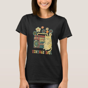 Groovy Style Katze Soul Retro Blumen Wildblume T-Shirt