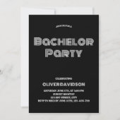 Groovy Stylish Black Bachelor Party Einladung (Vorderseite)