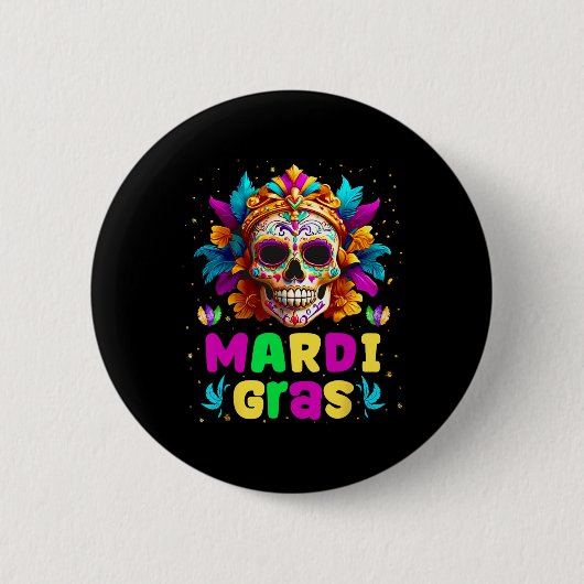 Groovy Sugar Skull Jester Costume Mardi Gras Men W Button (Vorderseite)