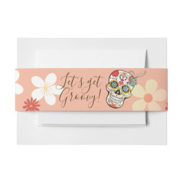 Groovy Sugar Skull Soft Colors Retro Blume Einladungsbanderole