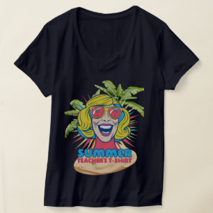 Groovy Summer Vibes Smiley T-Shirt für Lehrer