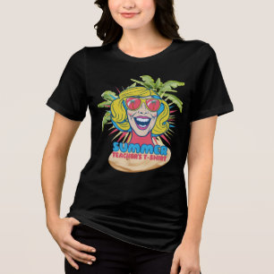 Groovy Summer Vibes Smiley T-Shirt für Lehrer Tri-Blend Shirt