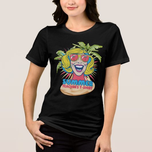 Groovy Summer Vibes Smiley T-Shirt für Lehrer Tri-Blend Shirt (Vorderseite)