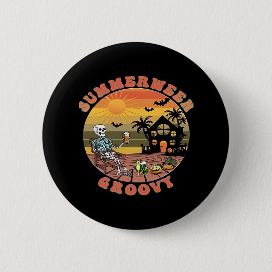 Groovy Summerween für erfrischende Wärme Classic Button (Vorderseite)