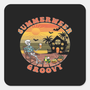 Groovy Summerween für erfrischende Wärme Classic Quadratischer Aufkleber