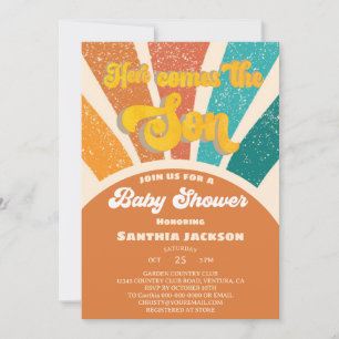 Groovy Sunshine Baby Shower Der Sohn kommt Einladung