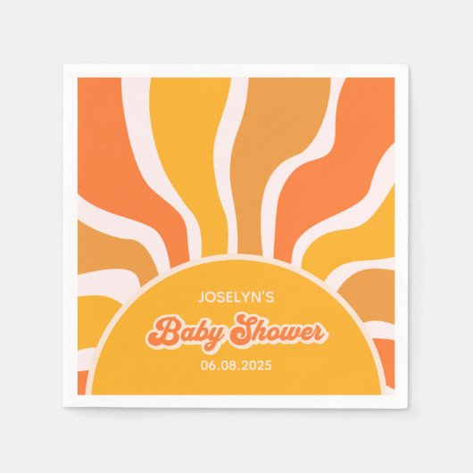 Groovy Sunshine Retro 60er Hippie Baby Boy Showdus Serviette (Vorderseite)