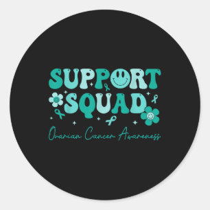 Groovy Support Squad Aquamarin Ribbon Ovarialkarzi Runder Aufkleber