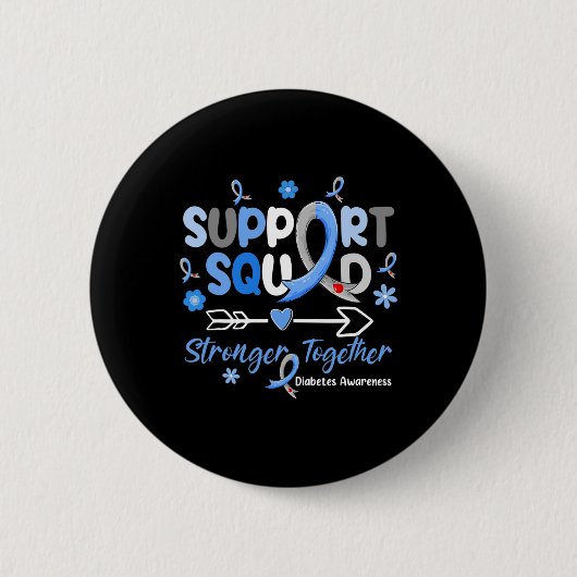 Groovy Support Squad Blue Ribbon Diabetes Awarenes Button (Vorderseite)