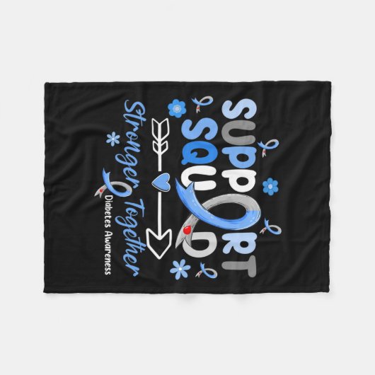 Groovy Support Squad Blue Ribbon Diabetes Awarenes Fleecedecke (Vorderseite (Horizontal))