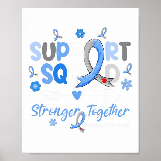 Groovy Support Squad Blue Ribbon Diabetes Awarenes Poster (Vorne)