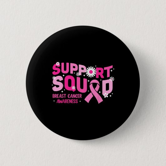 Groovy Support Squad Breast Cancer Awareness Pink Button (Vorderseite)