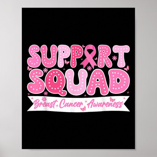 Groovy Support Squad Breast Cancer Awareness Pink Poster (Vorne)