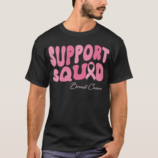 Groovy Support Squad Brustkrebs Bewusstsein T-Shirt (Vorderseite)