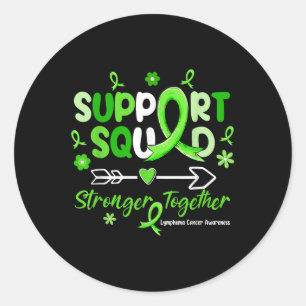 Groovy Support Squad Green Ribbon Lymphoma Cancer Runder Aufkleber