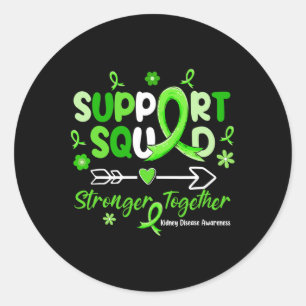 Groovy Support Squad Green Ribbon Niere Krankheit Runder Aufkleber