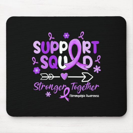 Groovy Support Squad Lila Ribbon Fibromyalgia Aw Mousepad (Vorne)