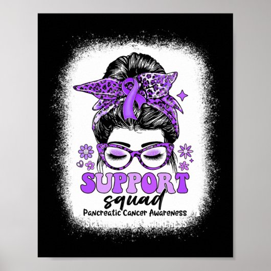 Groovy Support Squad Messy Bun Bauchspeicheldrüsen Poster (Vorne)