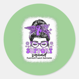 Groovy Support Squad Messy Bun Bauchspeicheldrüsen Runder Aufkleber