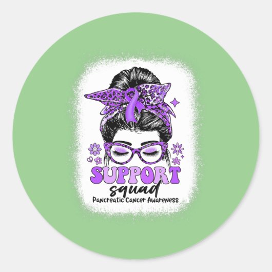 Groovy Support Squad Messy Bun Bauchspeicheldrüsen Runder Aufkleber (Vorderseite)