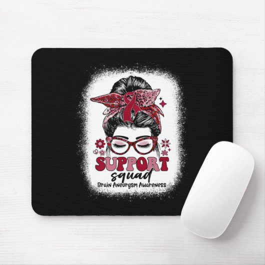 Groovy Support Squad Messy Bun Brain Aneurysm Mousepad (Mit Mouse)