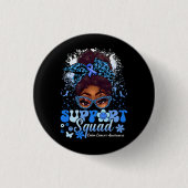 Groovy Support Squad Messy Bun Colon Cancer Awaren Button (Vorderseite)