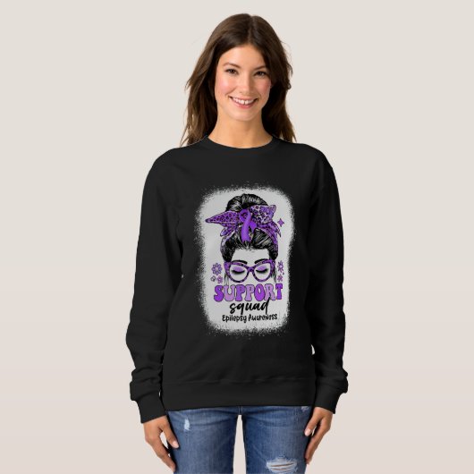 Groovy Support Squad Messy Bun Epilepsy Awareness Sweatshirt (Vorne ganz)