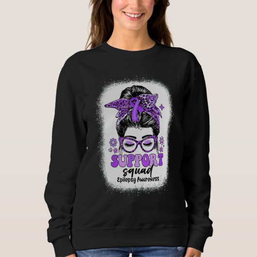 Groovy Support Squad Messy Bun Epilepsy Awareness Sweatshirt (Vorderseite)