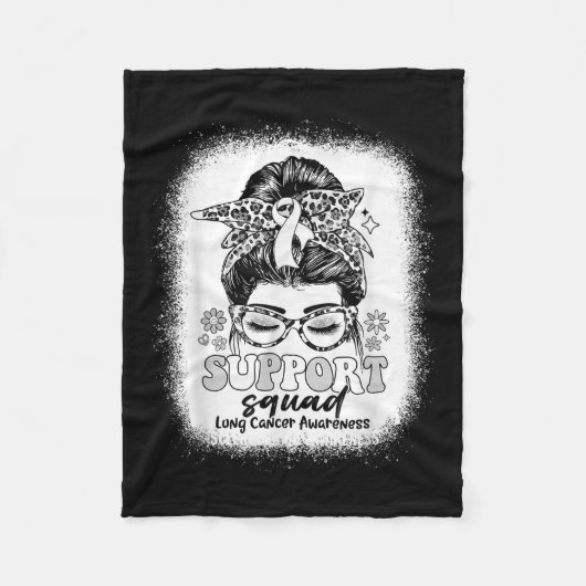 Groovy Support Squad Messy Bun Lung Cancer Awarene Fleecedecke (Vorderseite)