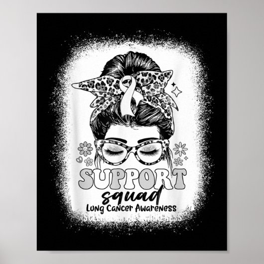 Groovy Support Squad Messy Bun Lung Cancer Awarene Poster (Vorne)