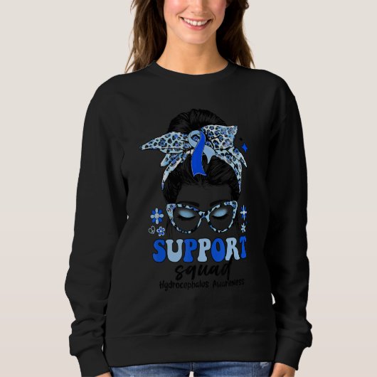 Groovy Support Squad Messy Bun Women Hydrocephalus Sweatshirt (Vorderseite)